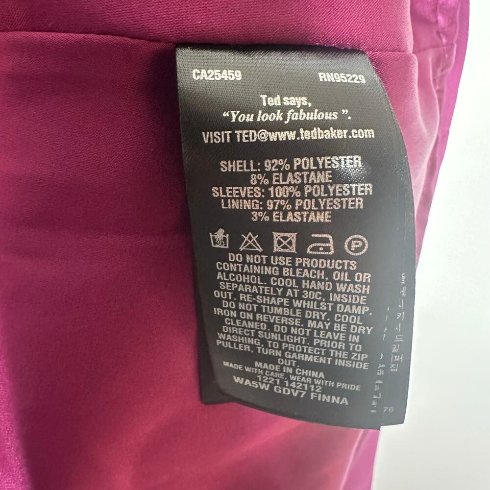 NEW Ted Baker Bow Detail Dress Sheer Sleeve Women's Purples Size 0 XS - Picture 5 of 7